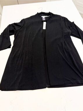 Chico's Black Open-Front Long Knit Jacket